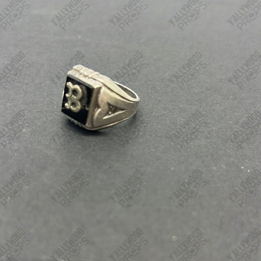 Anna’s Grave Robbed Jewels Killers of the Flower Moon Movie Prop Y'allywood Props Silver/Onyx “B” Ring
