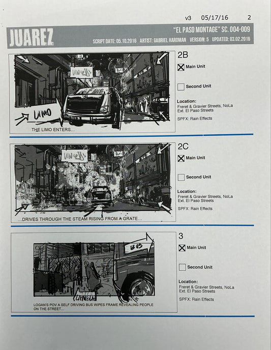 Storyboards Juarez "El Paso Montage" Logan (2017) Memorabilia Y'allywood Props 2