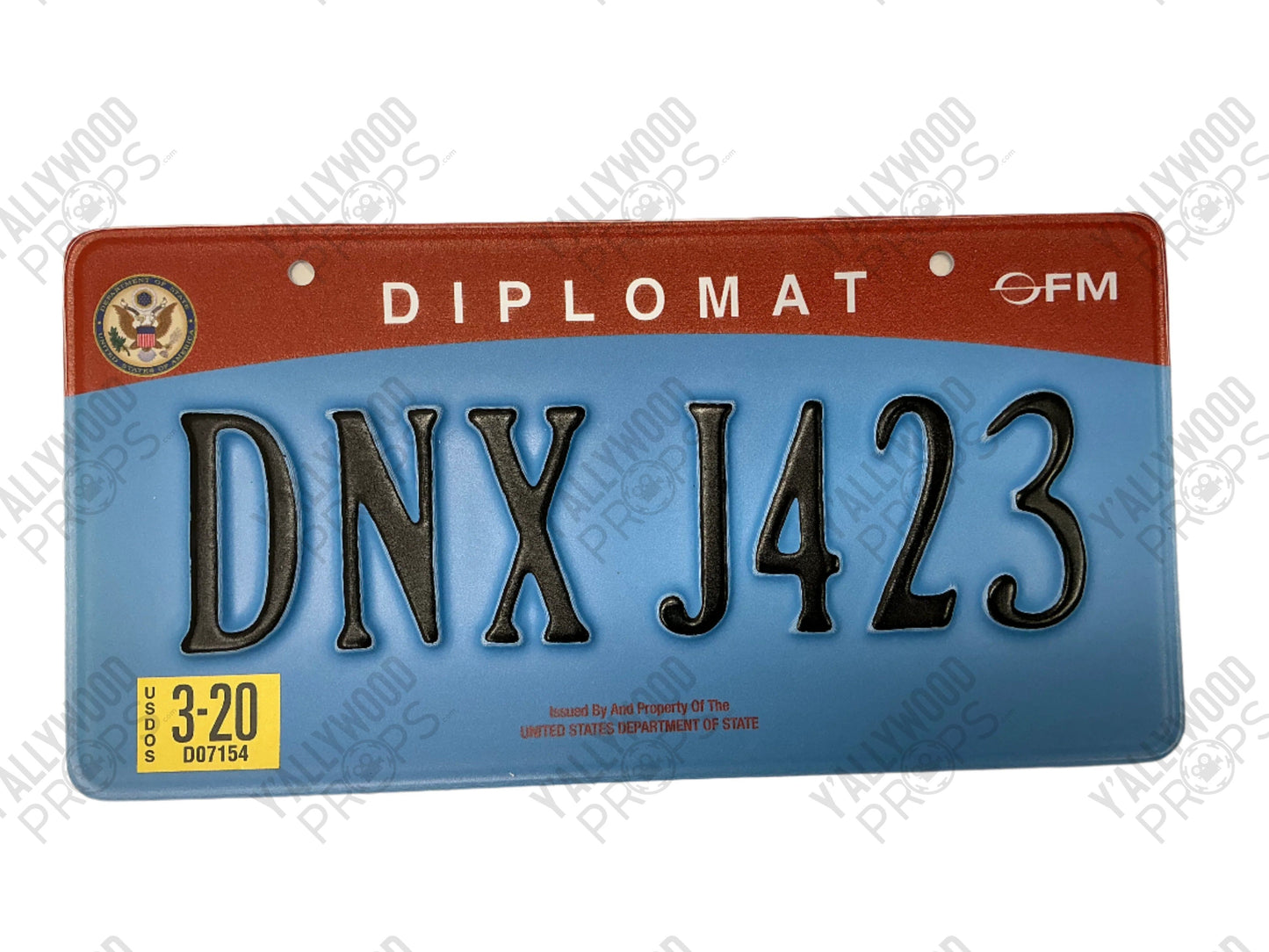 Diplomat License Plate Coming 2 America (2021) Movie Prop Y'allywood Props DNX J423 (Back)