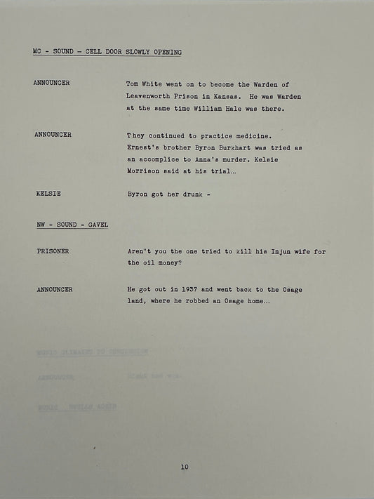 Radio Show Conductor's Script Killers of the Flower Moon (2023) Movie Props Y'allywood Props