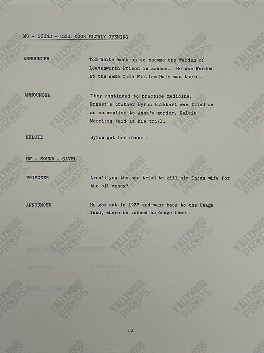 Radio Show Conductor's Script Killers of the Flower Moon (2023) Movie Props Y'allywood Props