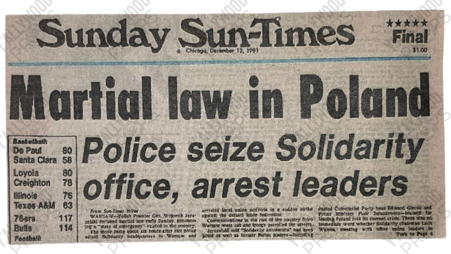 Martial Law in Poland News Clipping American Made (2017) Movie Prop Y'allywood Props
