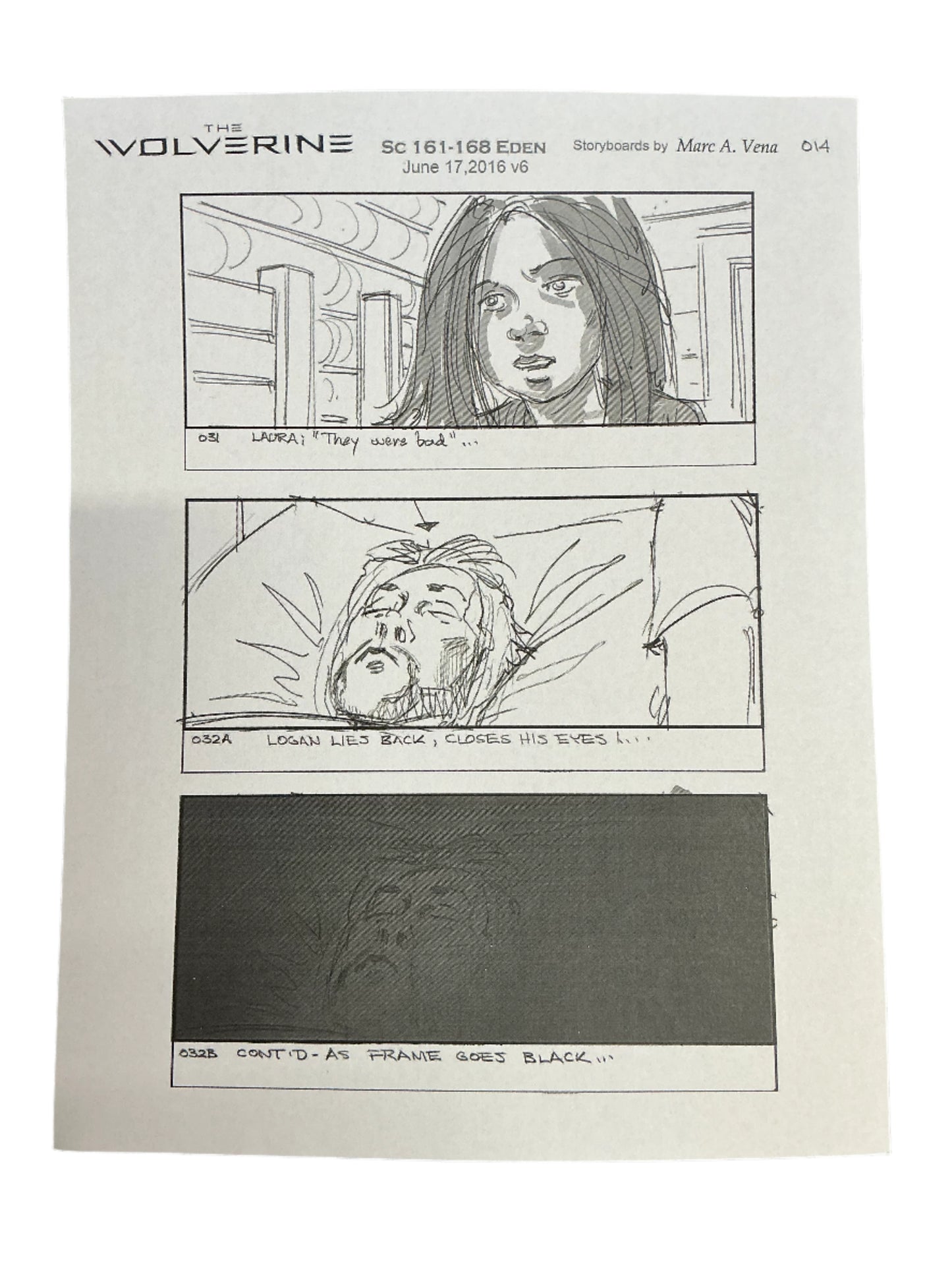 Storyboards Eden Scene 161-168 Logan (2017) Memorabilia Y'allywood Props Paper 19
