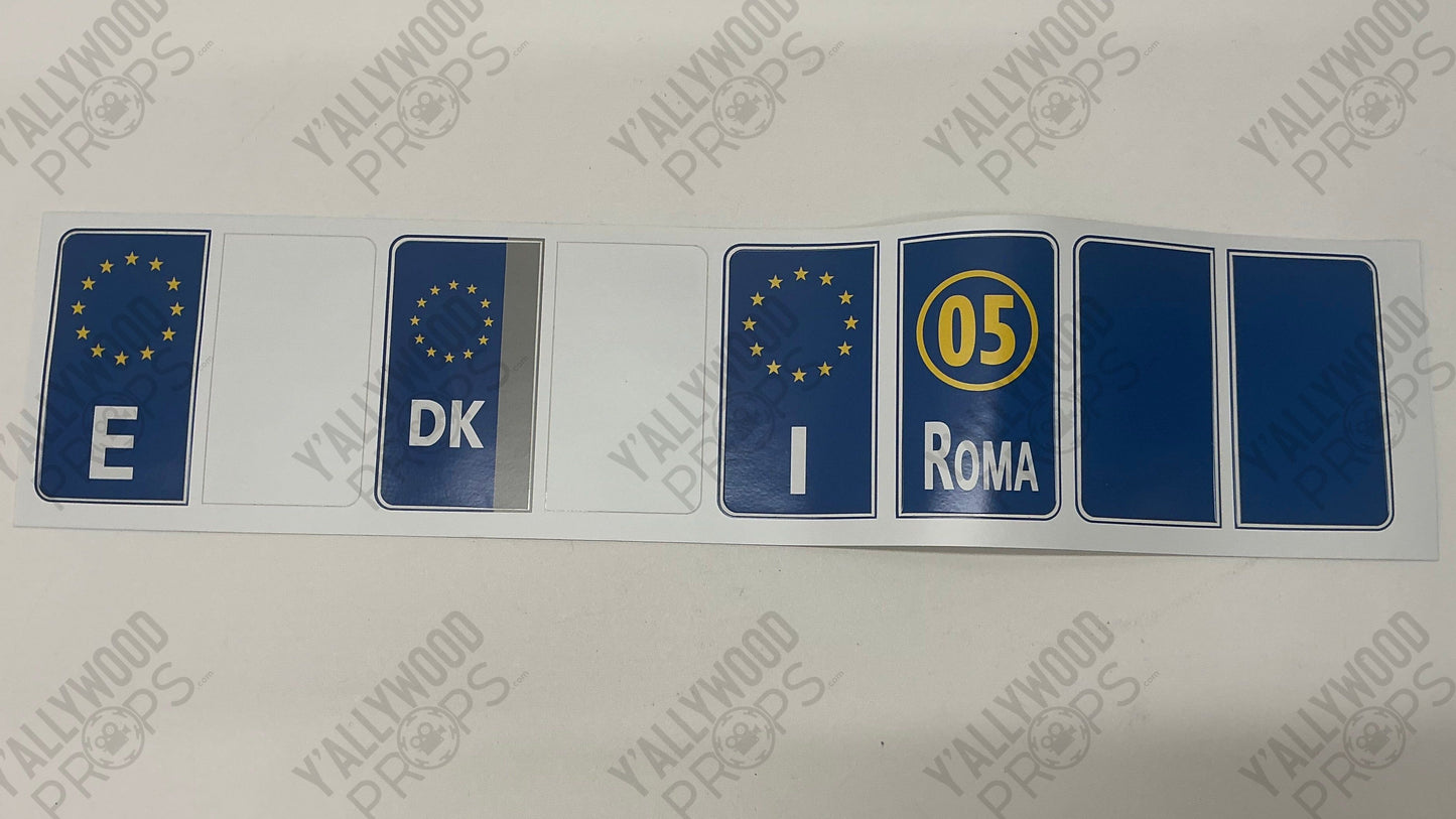 Rome License Plate Stickers Red Notice (2021) Movie Prop Y'allywood Props A