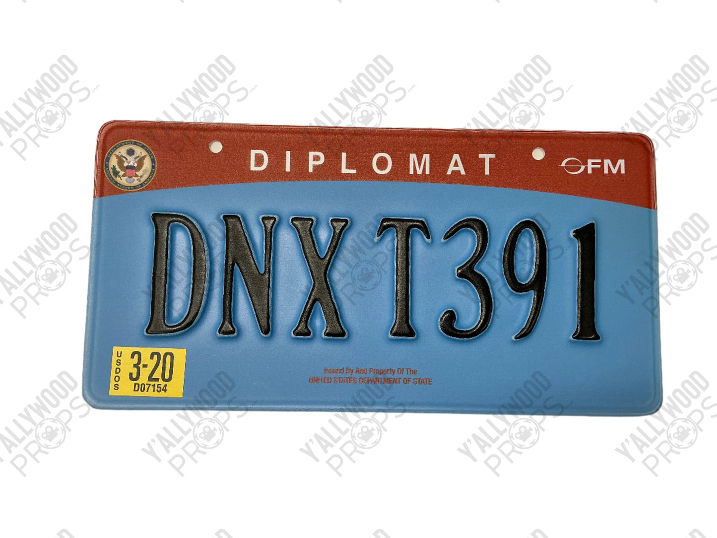Diplomat License Plate Coming 2 America (2021) Movie Prop Y'allywood Props DNX T391 (Back)
