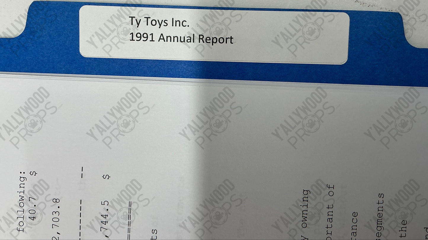 Ty Toys Corporate Report from The Beanie Bubble (2023) Movie Prop Y'allywood Props