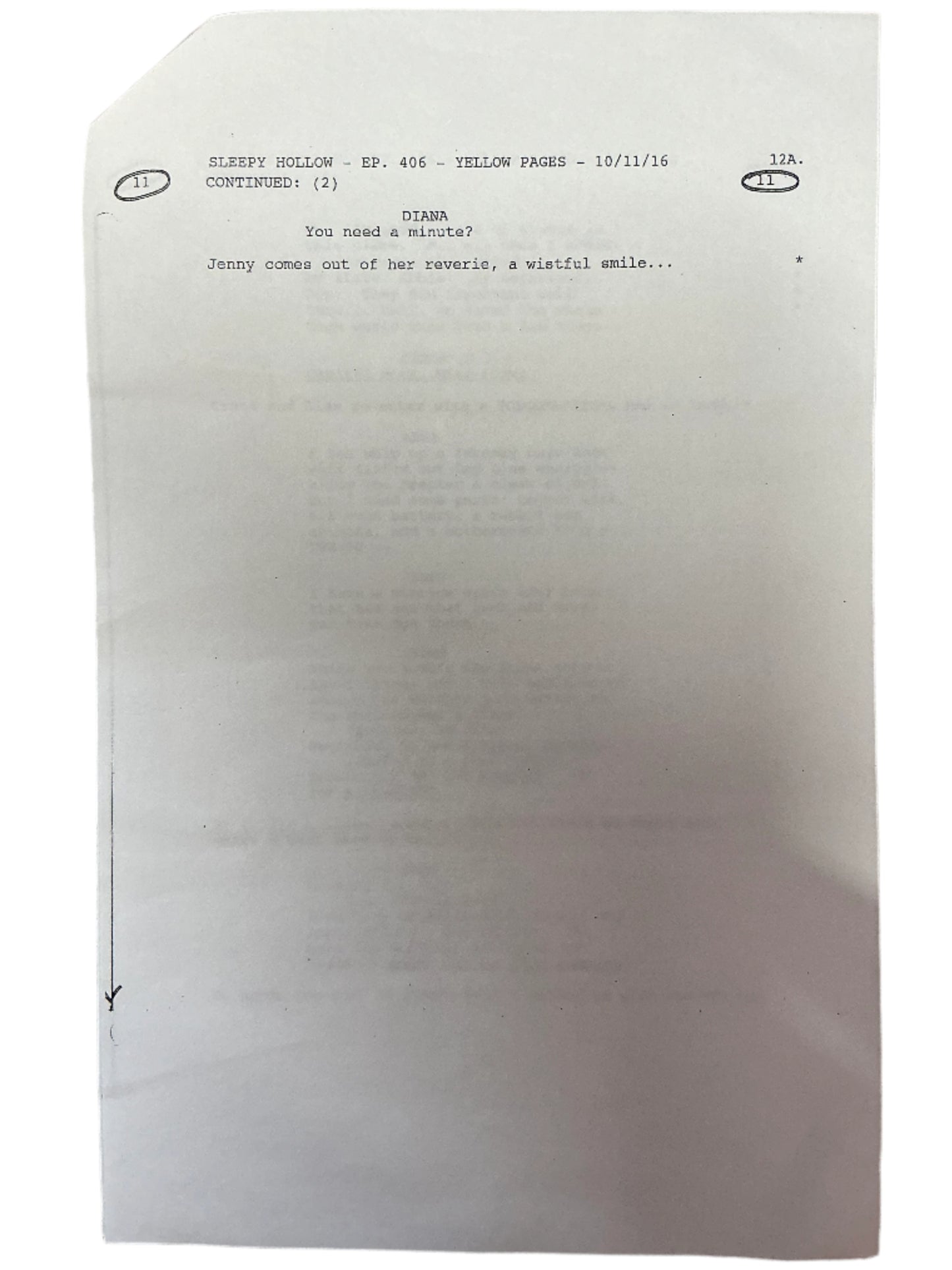Call Sheet & Script S4E6 Sleepy Hollow (2016) Autograph Y'allywood Props