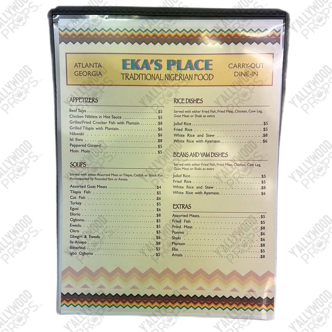 Eka’s Place Menu from Survivor’s Remorse Movie Prop Y'allywood Props