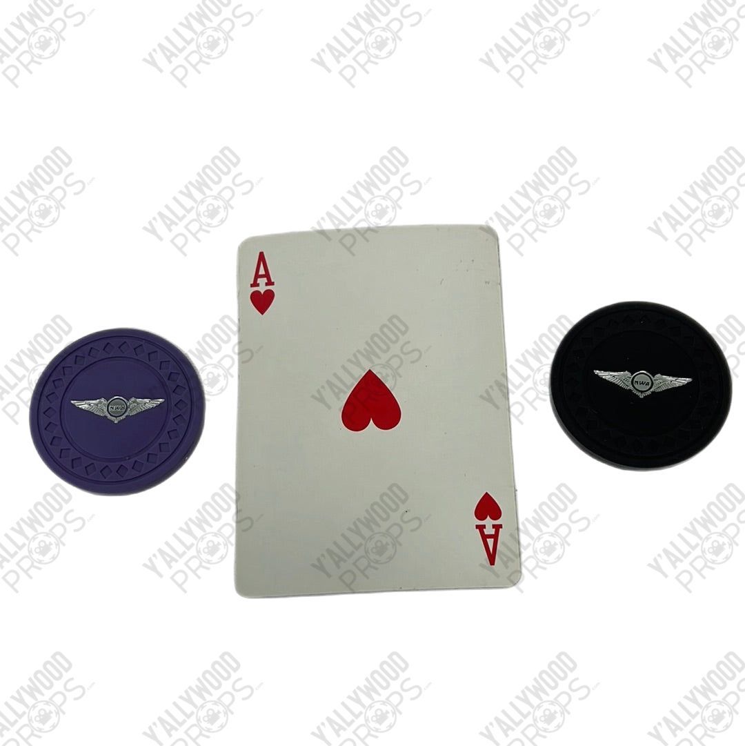 NWA Poker Chips and Card from Soul Plane Movie Prop Y'allywood Props Ace Hearts