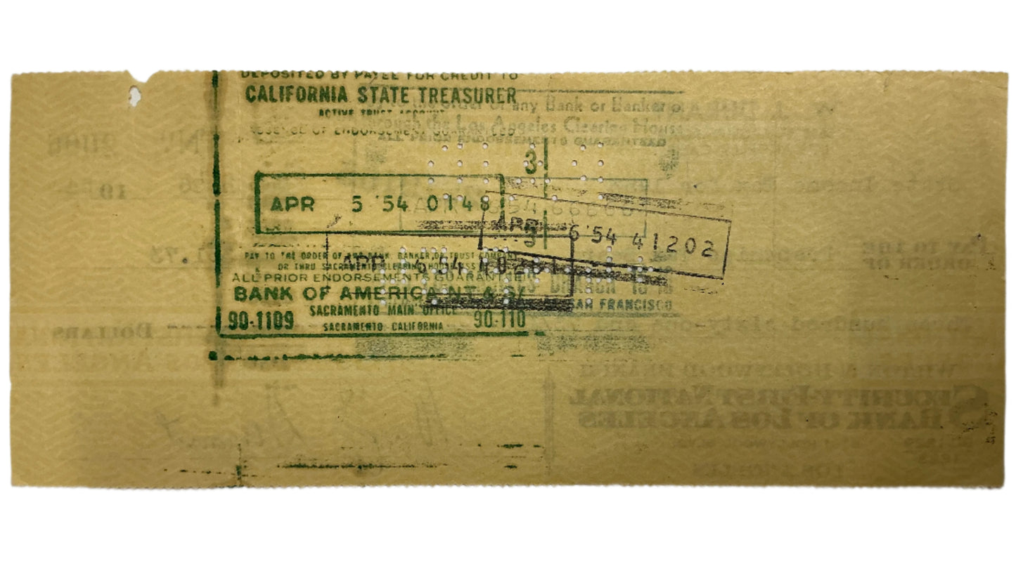 Will Durant Hand Signed Personal Check Autograph Y'allywood Props