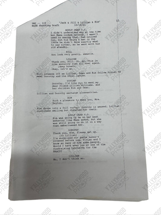 The Wonder Years (2021) Call Sheet & Script S1E11 Movie Prop Y'allywood Props