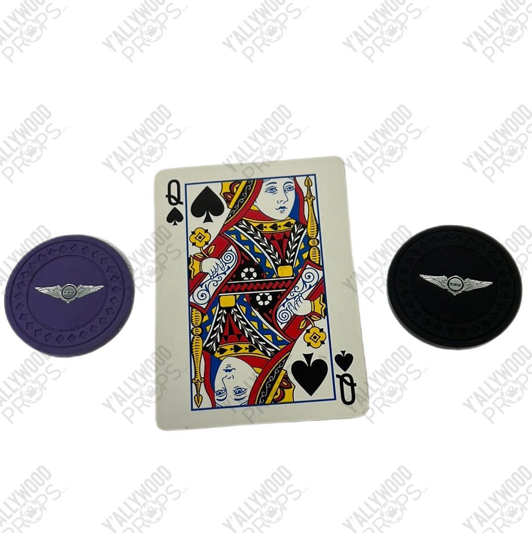 NWA Poker Chips and Card from Soul Plane Movie Prop Y'allywood Props Queen Spades