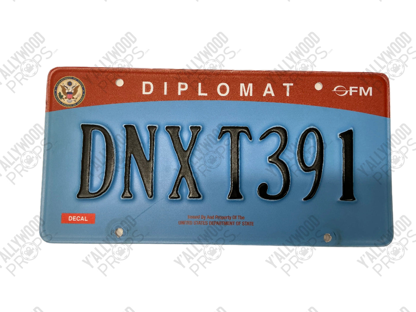 Diplomat License Plate Coming 2 America (2021) Movie Prop Y'allywood Props DNX T391 (Front)
