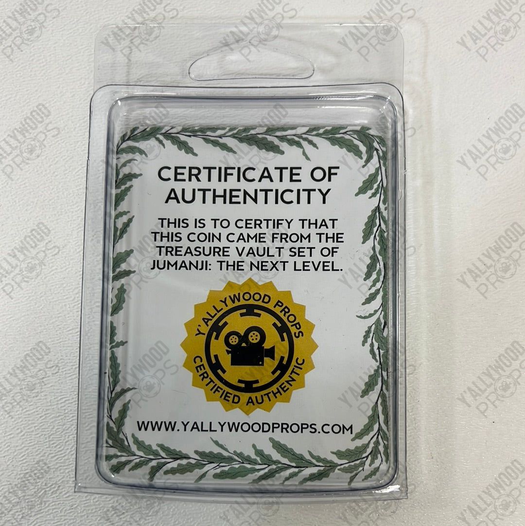 Gold Coin from Treasue Vault Jumanji: Next Level Movie Prop Y'allywood Props