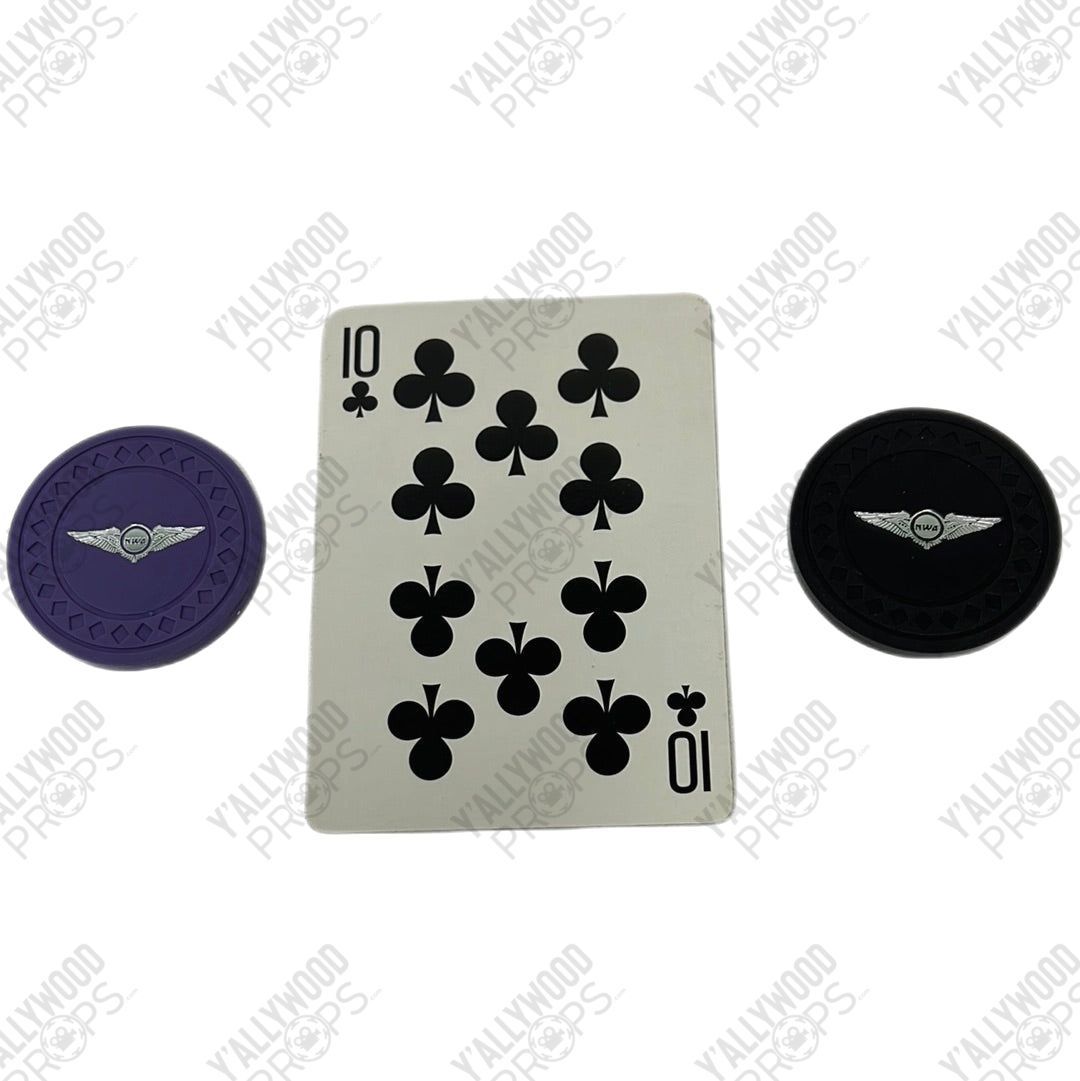 NWA Poker Chips and Card from Soul Plane Movie Prop Y'allywood Props 10 Clubs