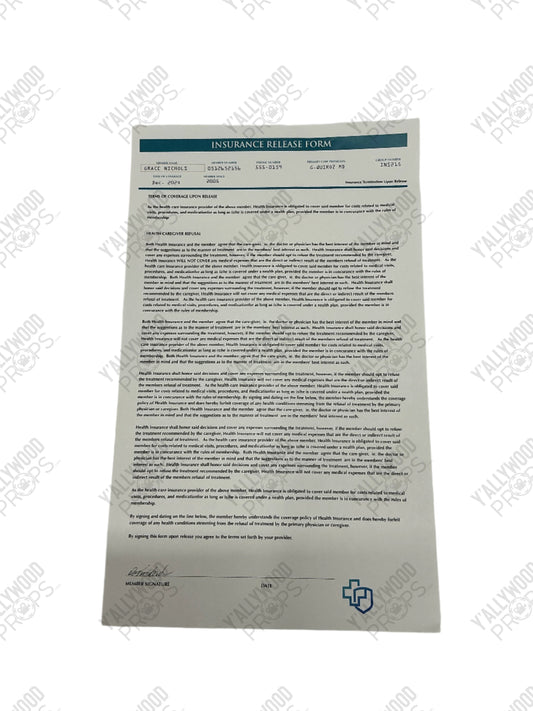 Tory's Mom's Medical Records S6E5 Cobra Kai (2018-2025) Movie Prop Y'allywood Props