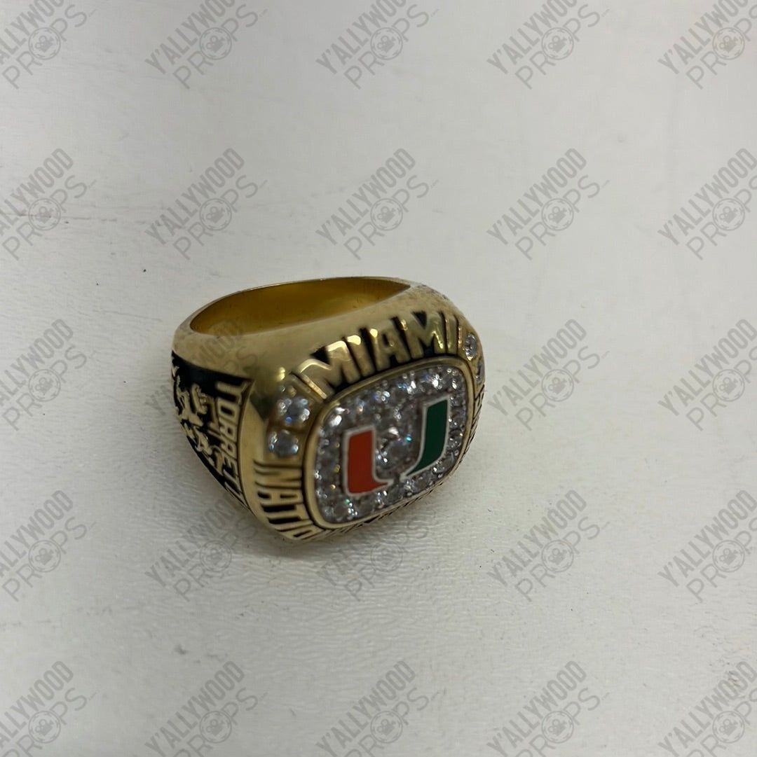 Spencer Strasmore's Miami Hurricanes Championship Ring, from Ballers Movie Prop Y'allywood Props