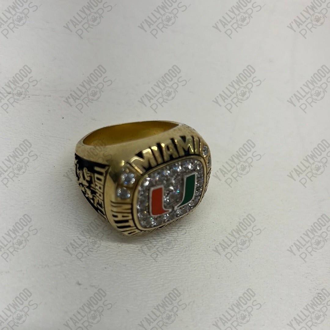 Spencer Strasmore's Miami Hurricanes Championship Ring, from Ballers Movie Prop Y'allywood Props
