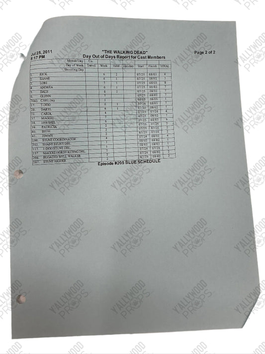 Day out of Days Report S2E5 The Walking Dead Movie Prop Y'allywood Props