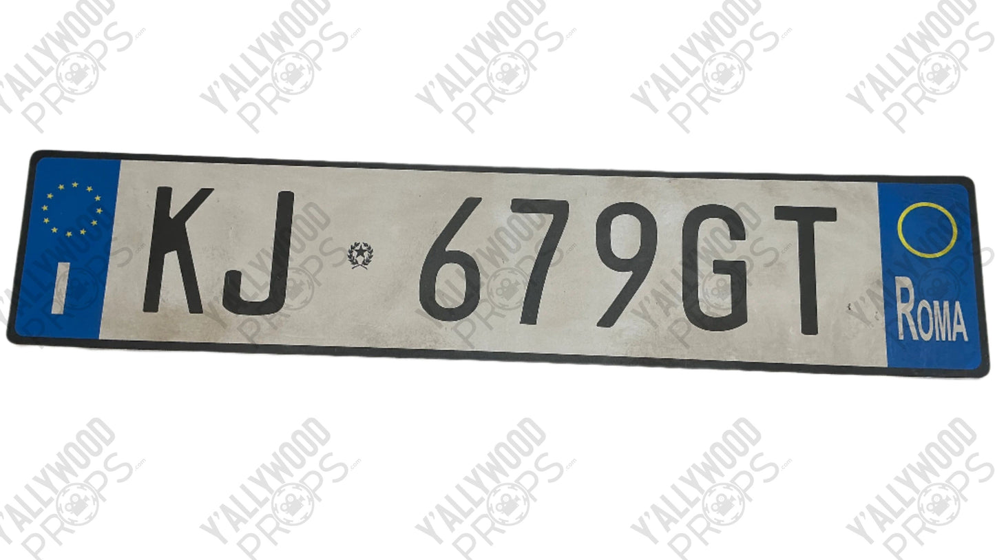 Rome License Plates Red Notice (2021) Movie Prop Y'allywood Props KJ679GT Front