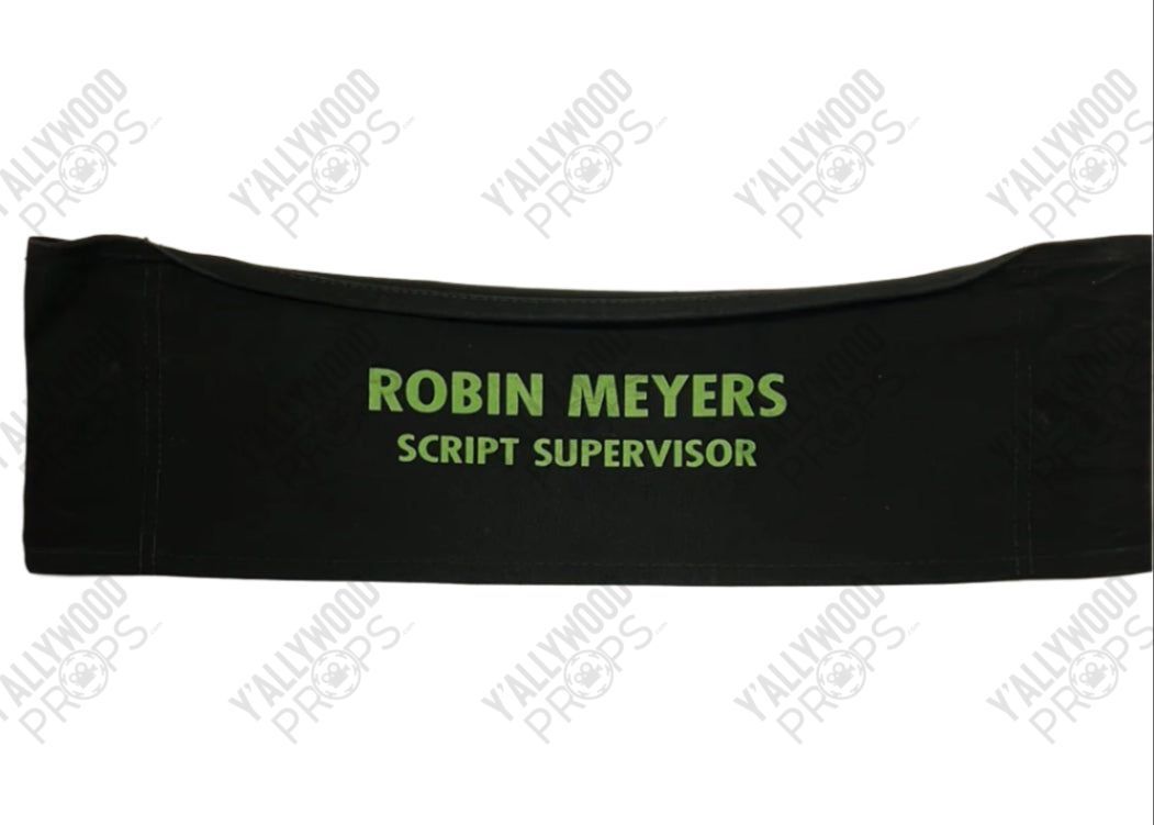 Greenland Production Used Chairbacks Movie Prop Y'allywood Props Robin Meyers - Script Supervisor