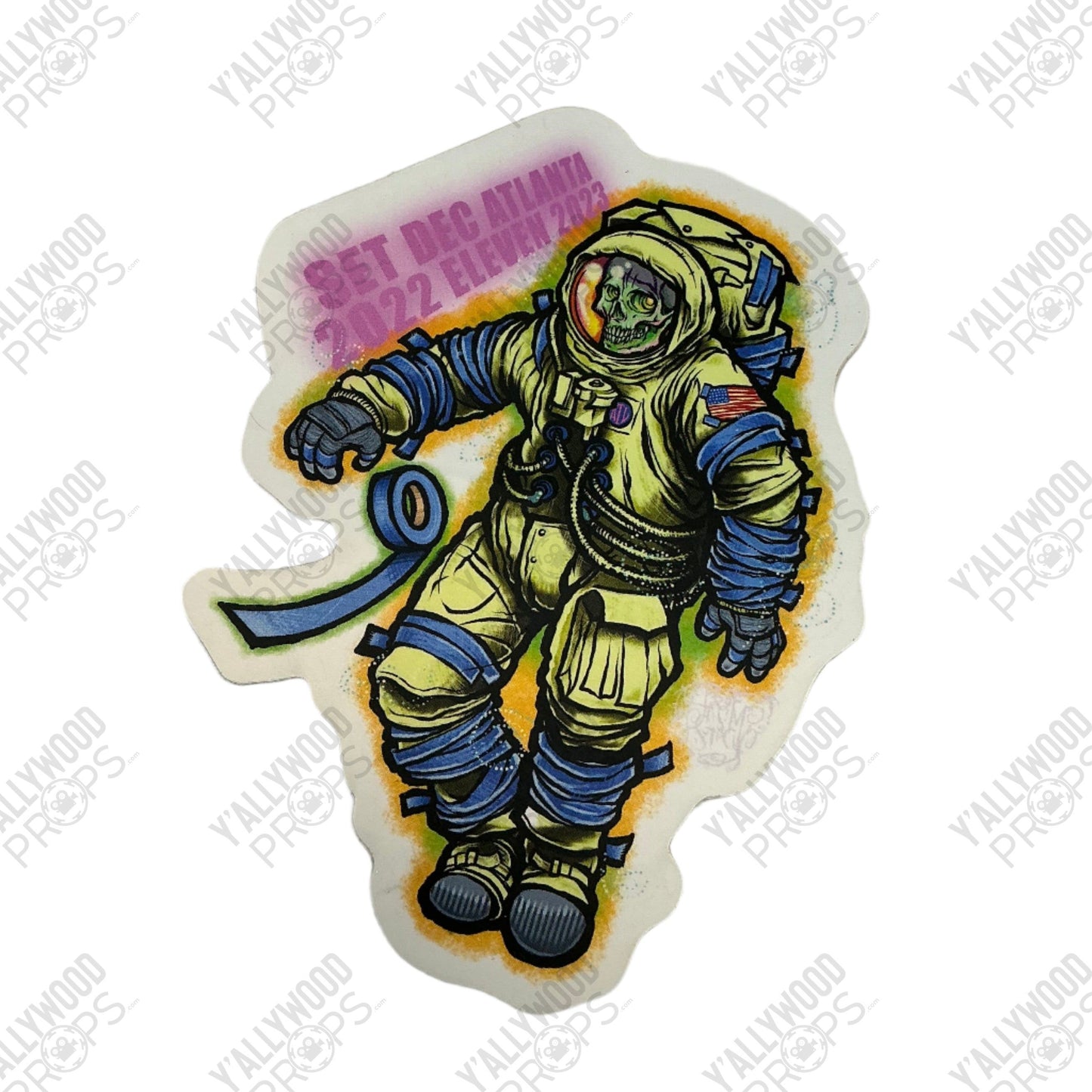 Zombie Spaceman Sticker Cast & Crew Gift Fly Me to the Moon (2024) Movie Prop Y'allywood Props