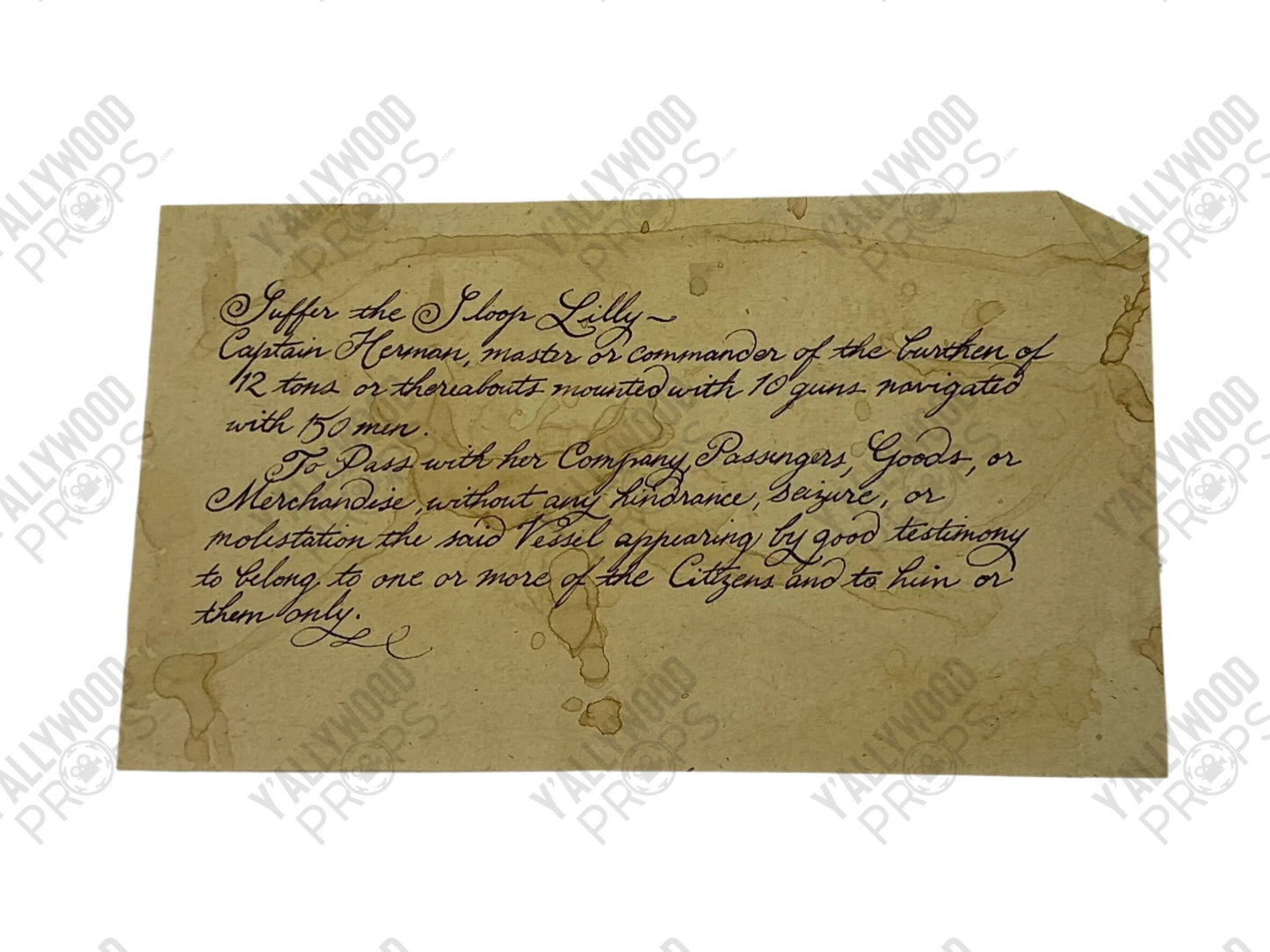 Passage Letter Pirates of the Caribbean: Dead Men Tell No Tales (2017) Movie Prop Y'allywood Props