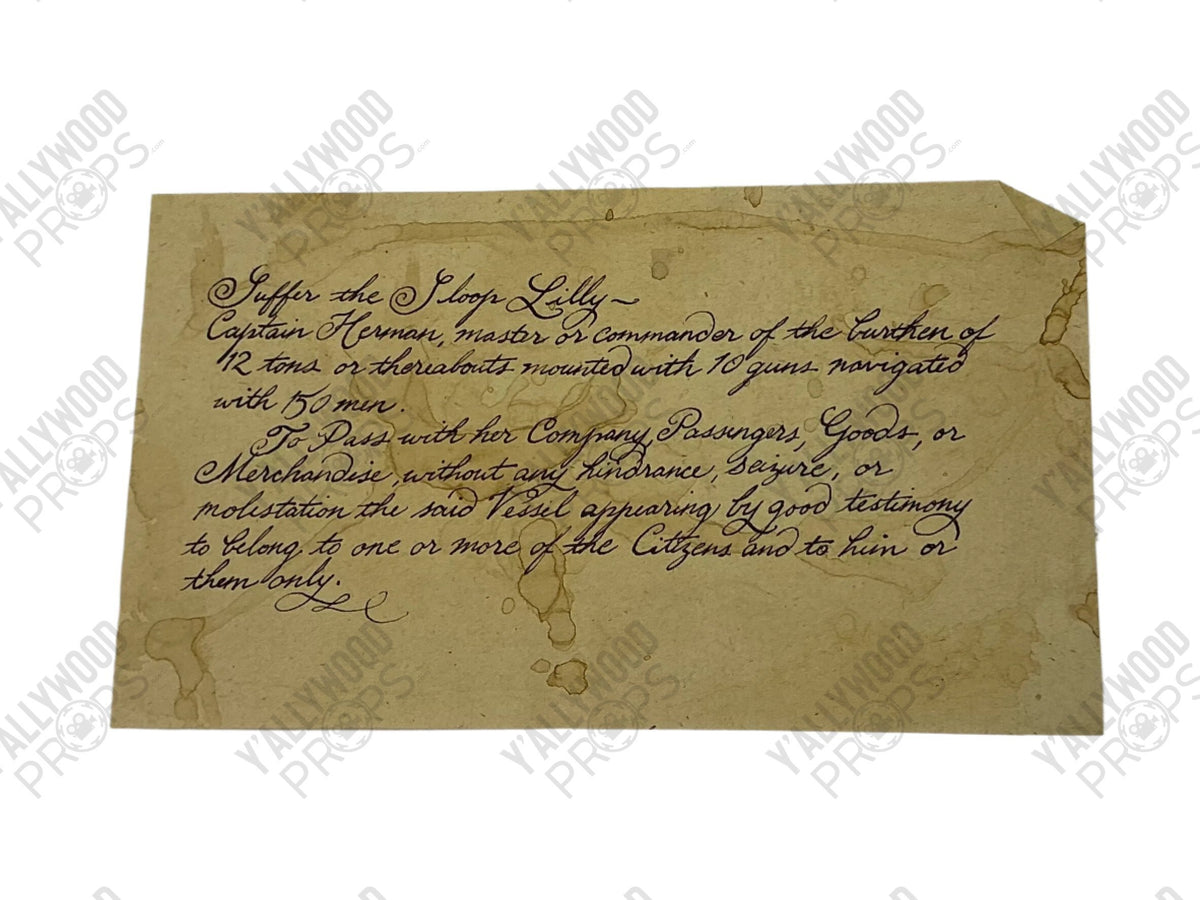 Passage Letter Pirates of the Caribbean: Dead Men Tell No Tales (2017) Movie Prop Y'allywood Props