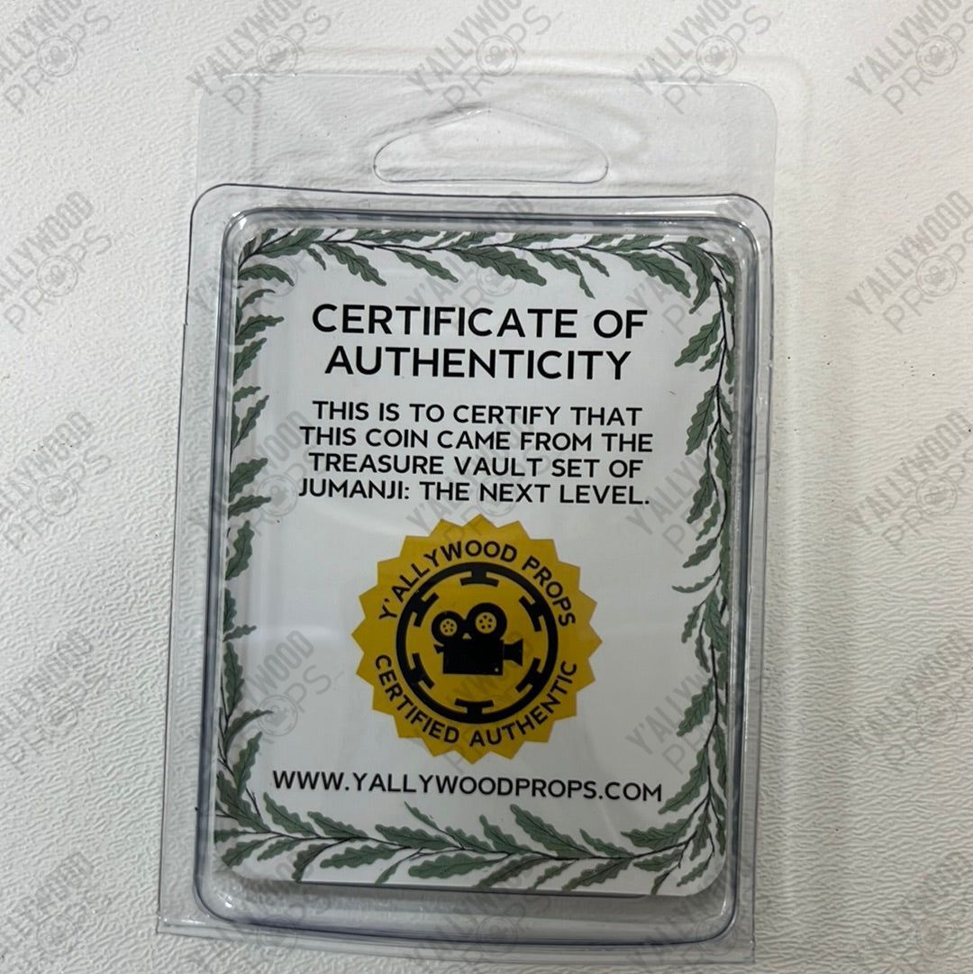 Silver Coin from Treasue Vault Jumanji: Next Level Movie Prop Y'allywood Props