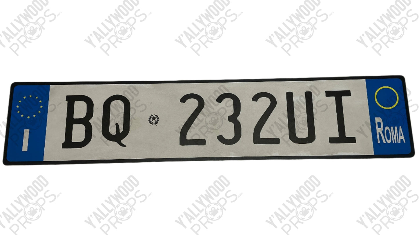 Rome License Plates Red Notice (2021) Movie Prop Y'allywood Props BQ232UI Front