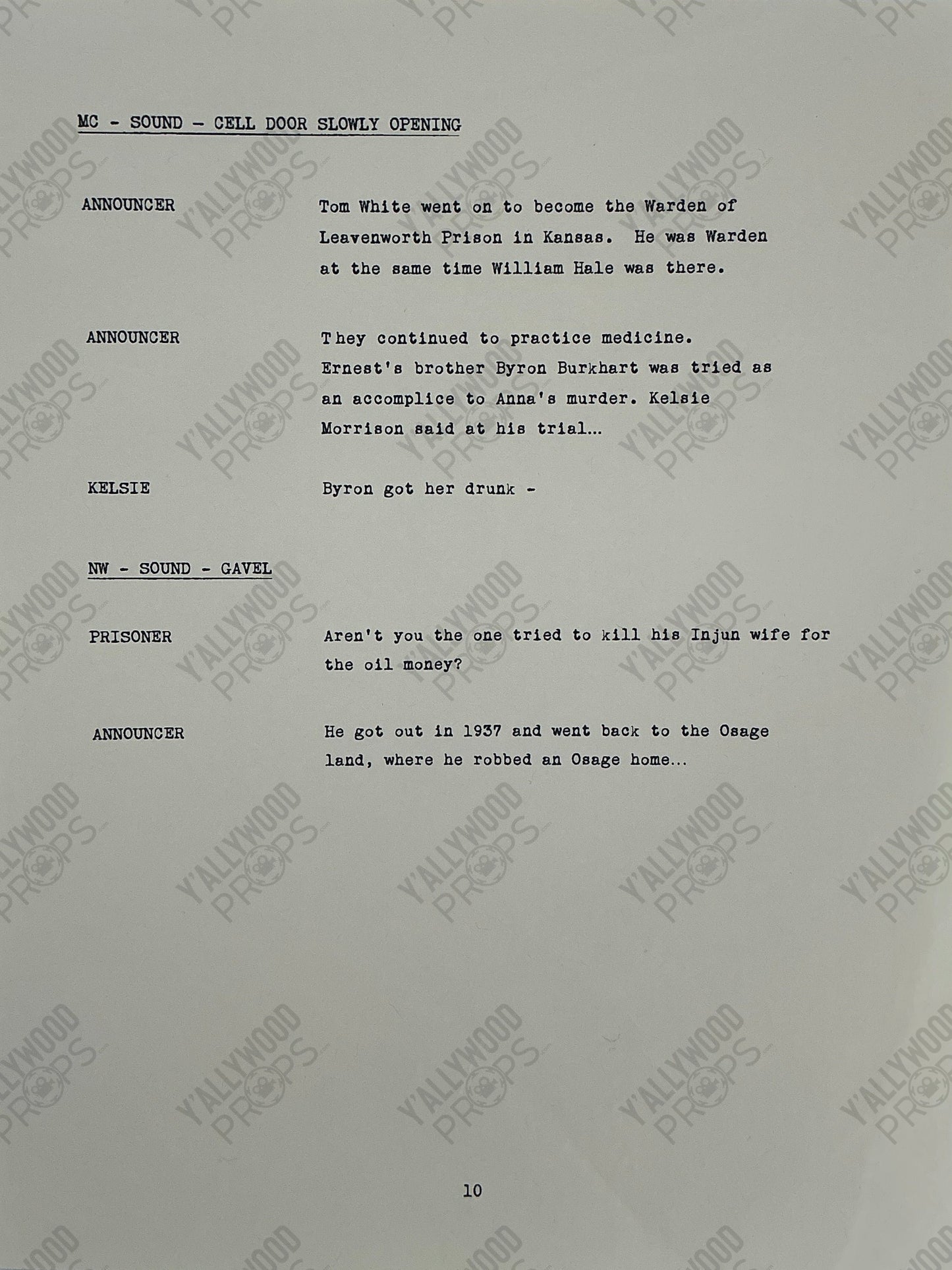 Radio Announcer's Script Killers of the Flower Moon (2023) Movie Props Y'allywood Props