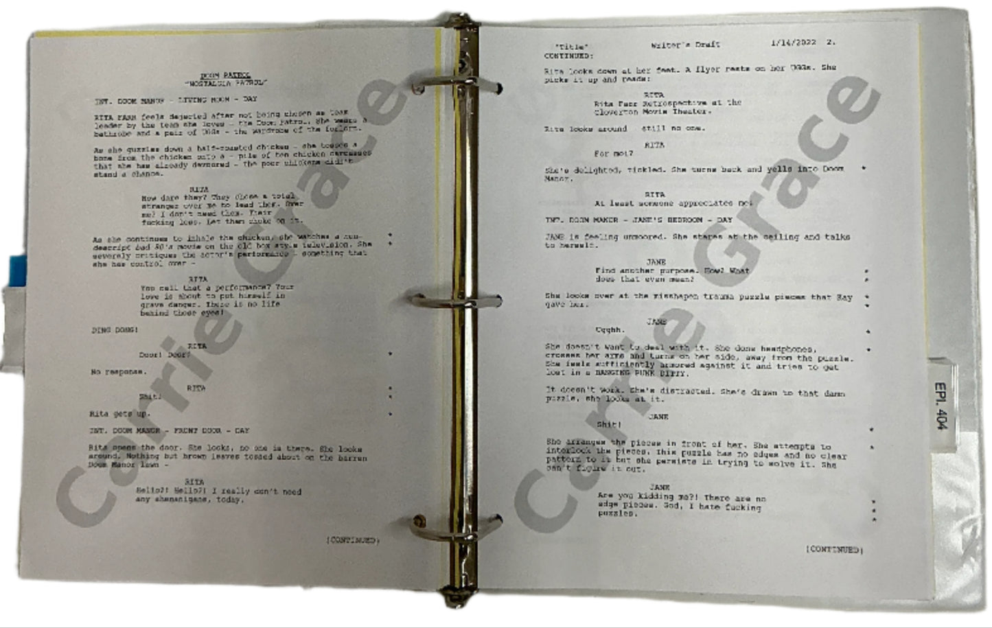 Scripts Episodes 401-405 Doom Patrol (2019) Movie Prop Y'allywood Props