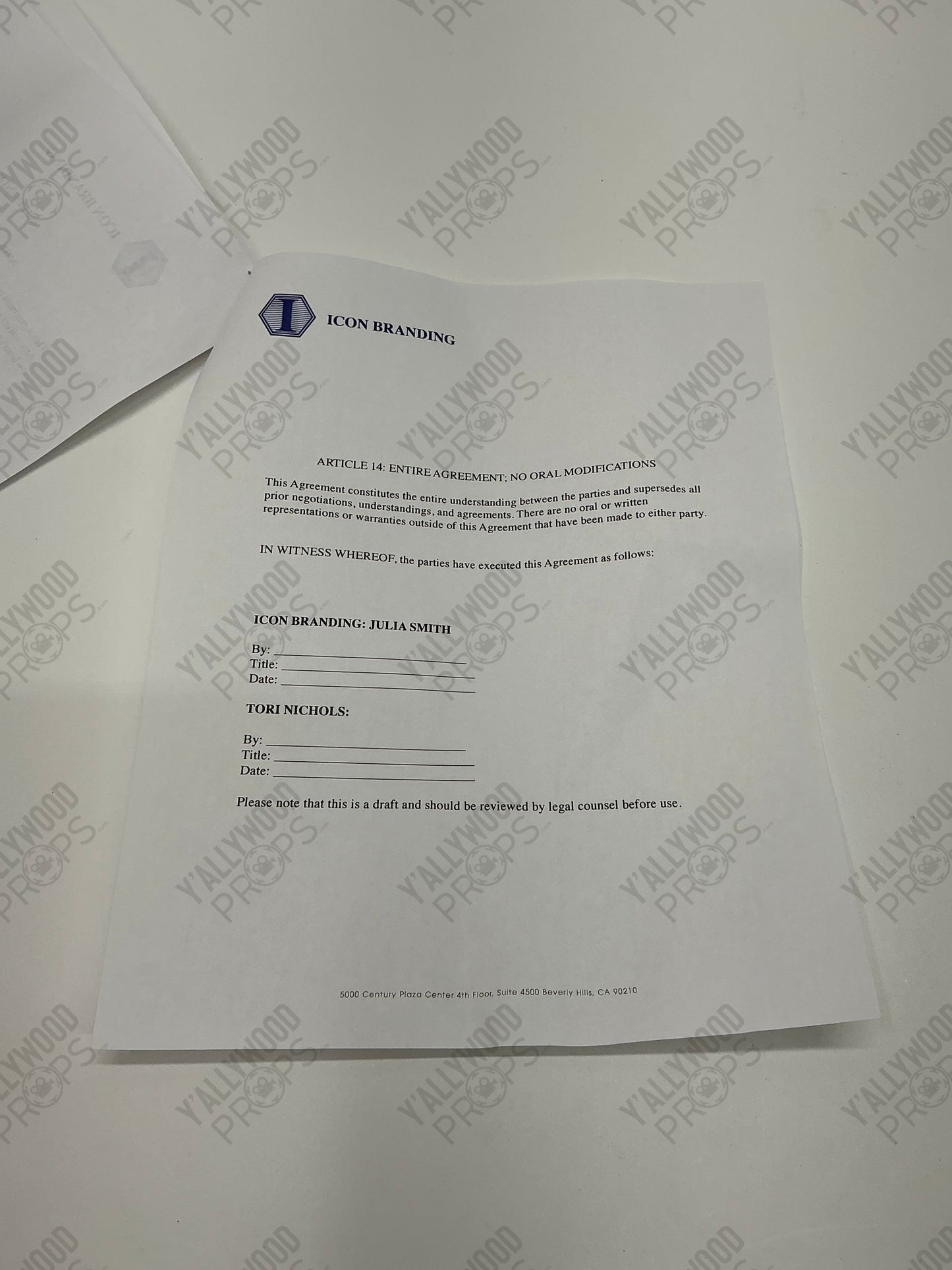 Tory's Icon Branding Deal S6E15 Cobra Kai Movie Prop Y'allywood Props