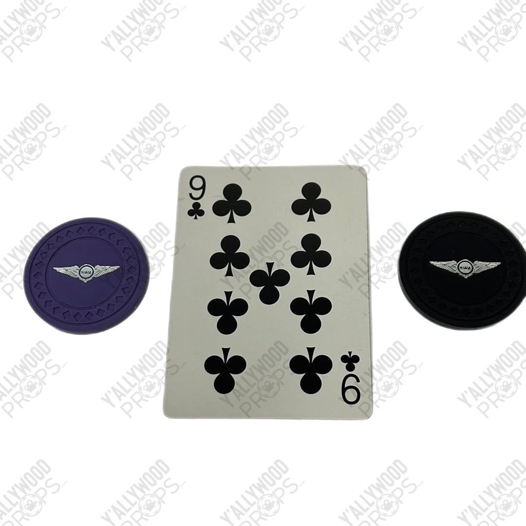 NWA Poker Chips and Card from Soul Plane Movie Prop Y'allywood Props 9 Clubs