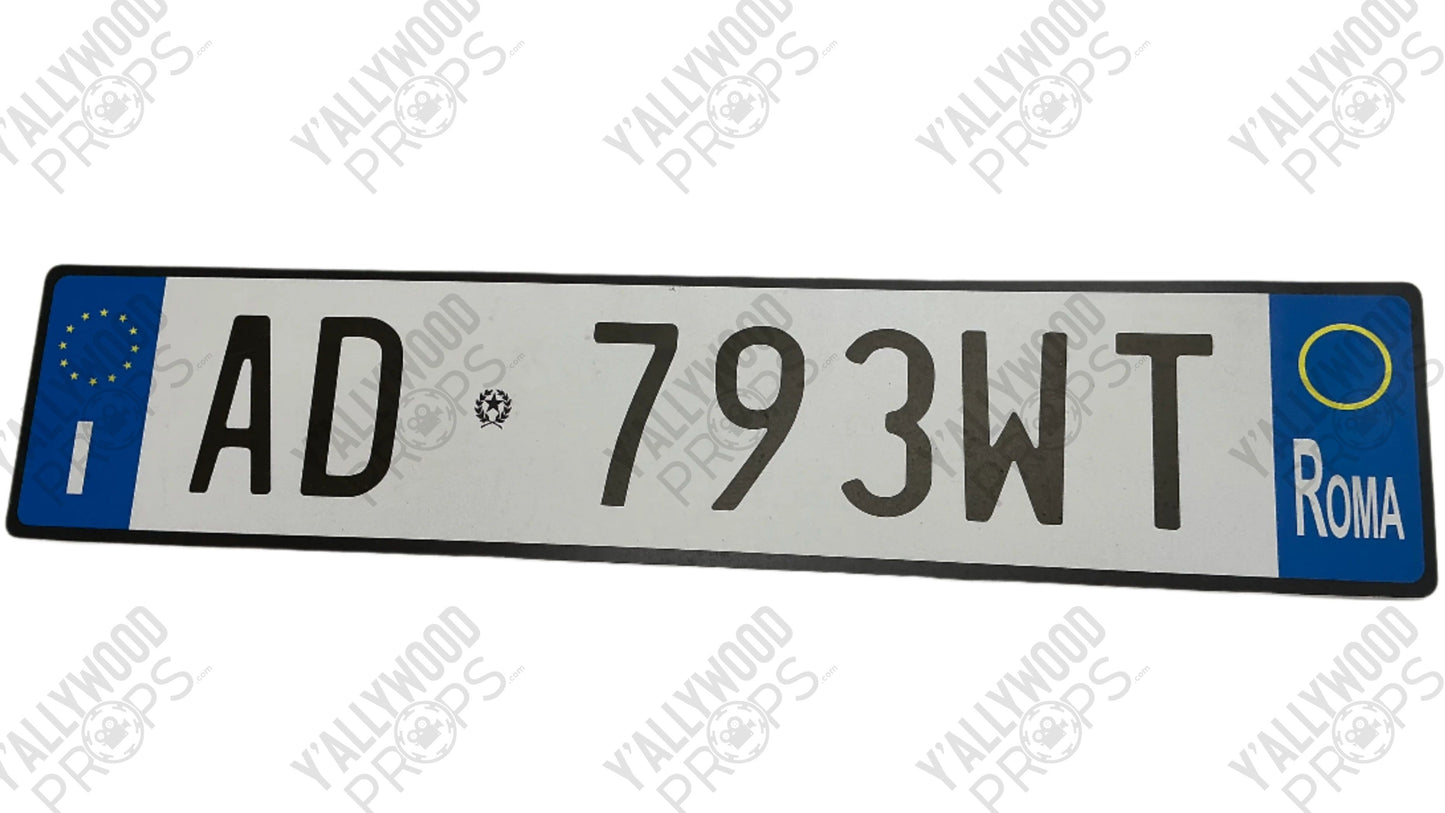 Rome License Plates Red Notice (2021) Movie Prop Y'allywood Props AD793WT Front