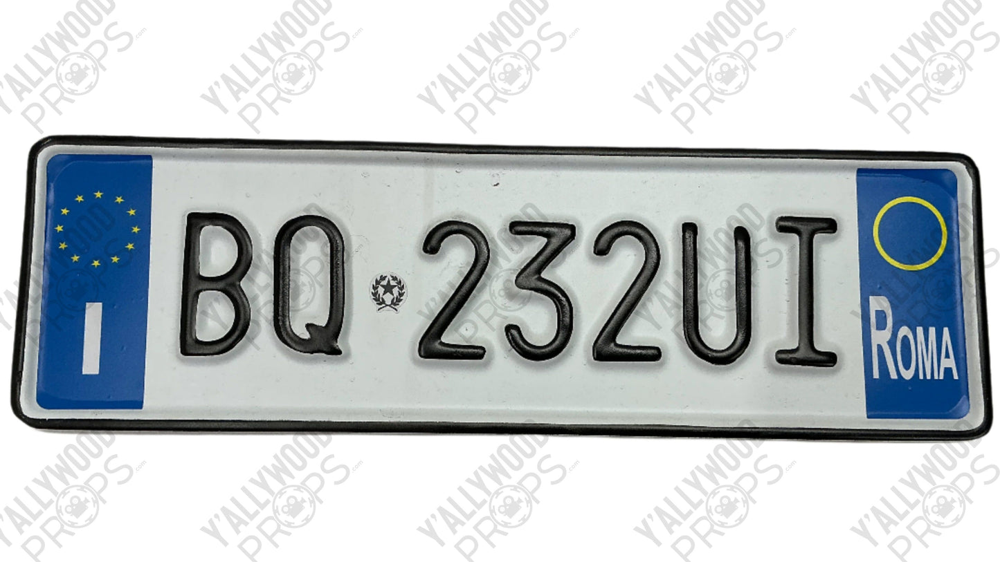 Rome License Plates Red Notice (2021) Movie Prop Y'allywood Props BQ232UI Back