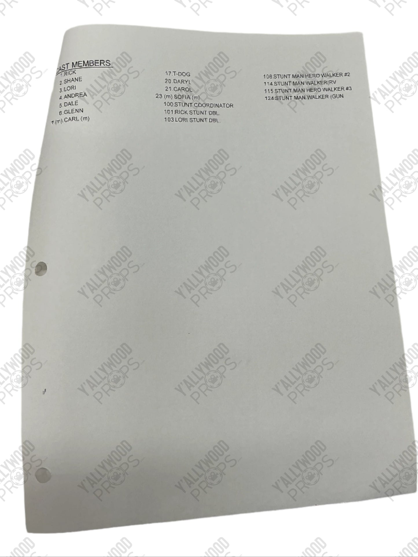 Prelim Shooting Schedule S2E1 The Walking Dead Movie Prop Y'allywood Props