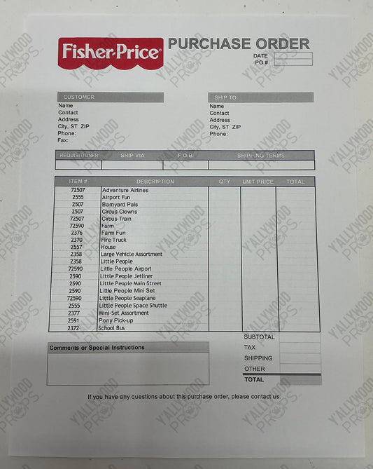 1995 Toy Show Order Forms The Beanie Bubble (2023) Movie Prop Y'allywood Props