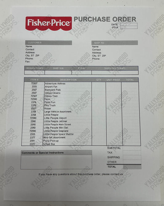 1995 Toy Show Order Forms The Beanie Bubble (2023) Movie Prop Y'allywood Props
