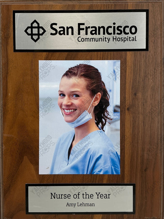 San Francisco Hospital Plaques & Pictures Venom (2018) Movie Prop Y'allywood Props Nurse of the Year 9.5x12.5"