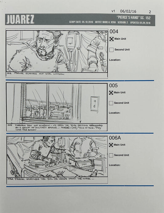 Storyboards Juarez Scene 152 "Pierce's Hand" Logan (2017) Memorabilia Y'allywood Props Paper 2
