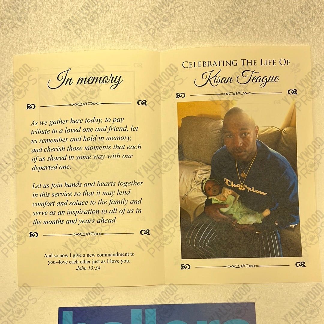 Kisan Teague Funeral Program HBO Ballers Movie Prop Y'allywood Props