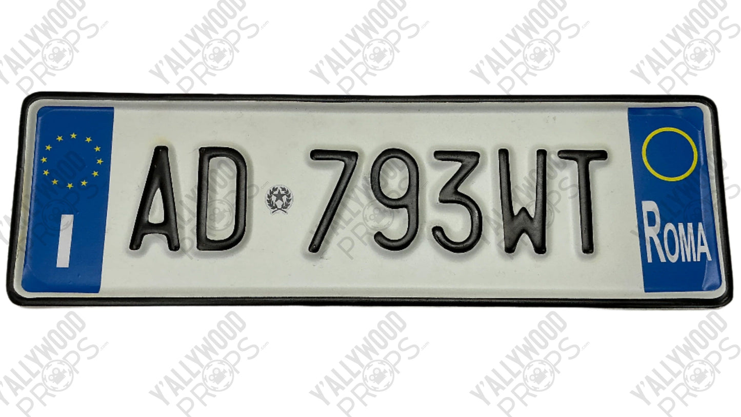 Rome License Plates Red Notice (2021) Movie Prop Y'allywood Props AD793WT Back