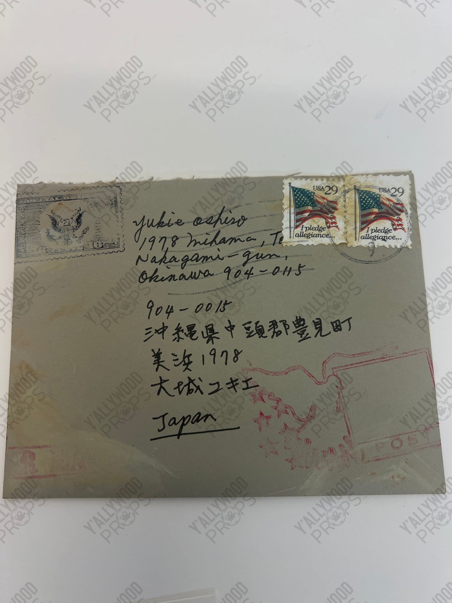 Mr Miyagi’s Letters to Yukie S3E4 Cobra Kai Movie Prop Y'allywood Props Flag Stamps