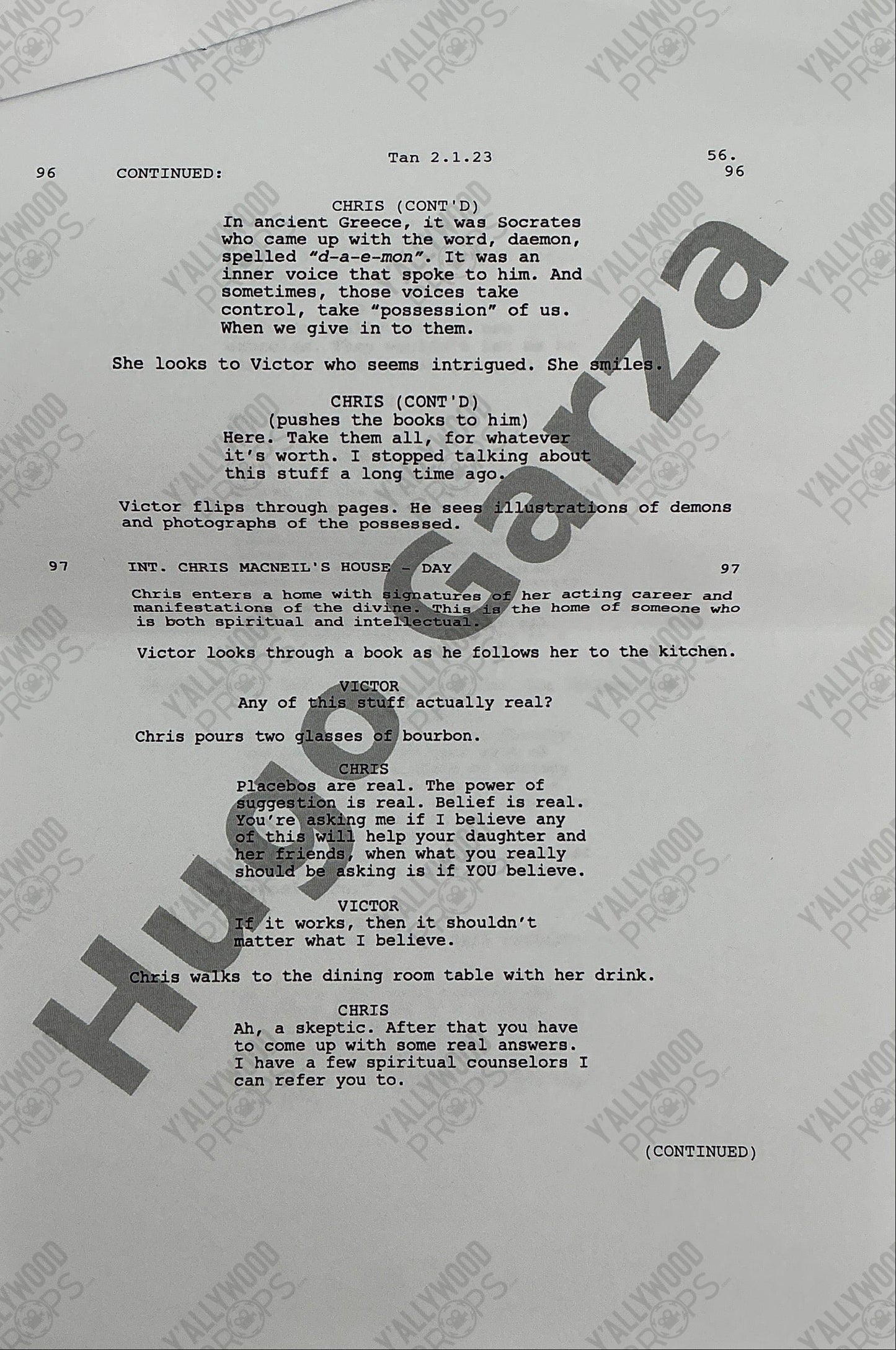 Call Sheet & Script The Exorcist: Believer (2023) Memorabilia Y'allywood Props