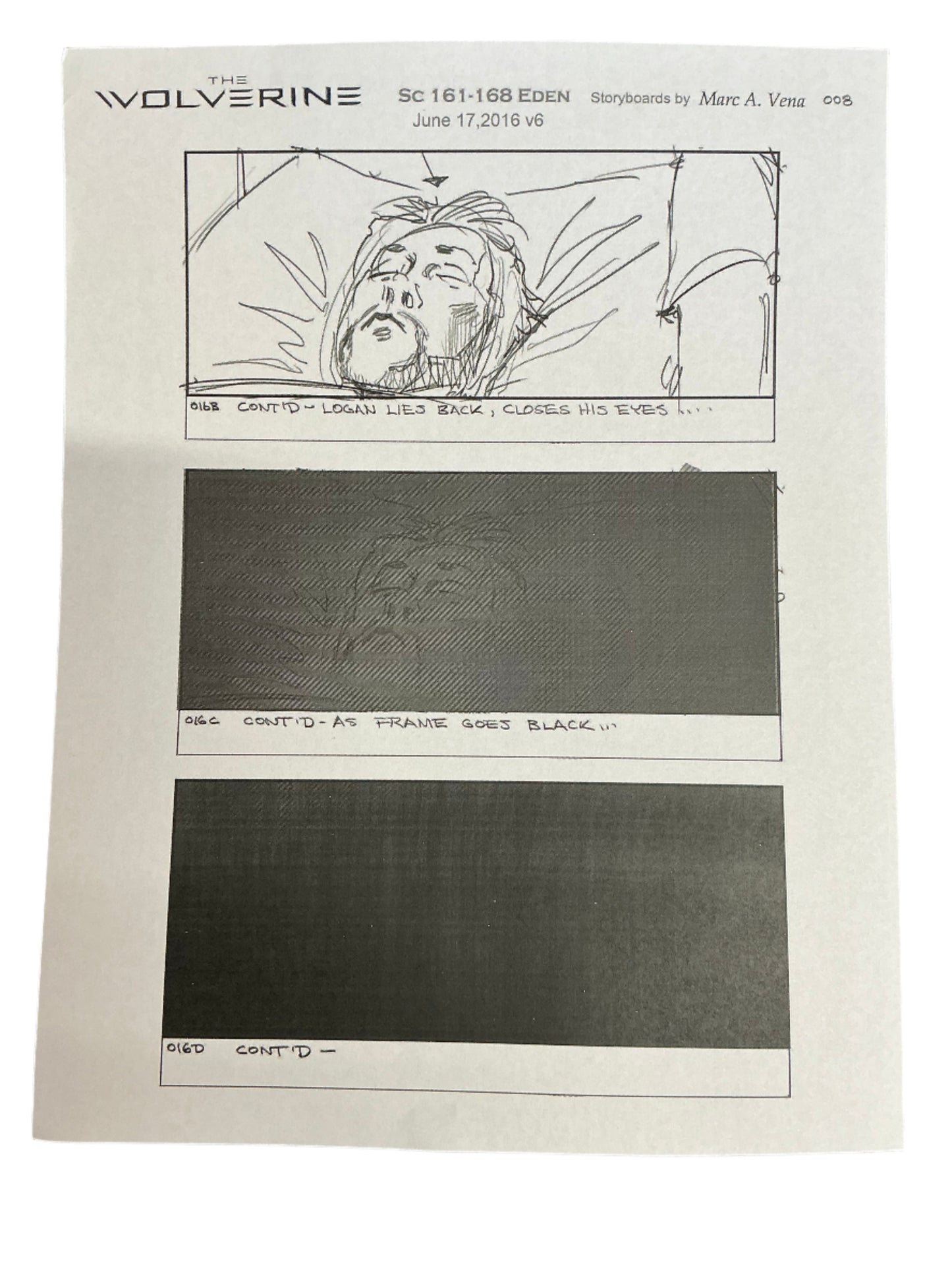 Storyboards Eden Scene 161-168 Logan (2017) Memorabilia Y'allywood Props Paper 25