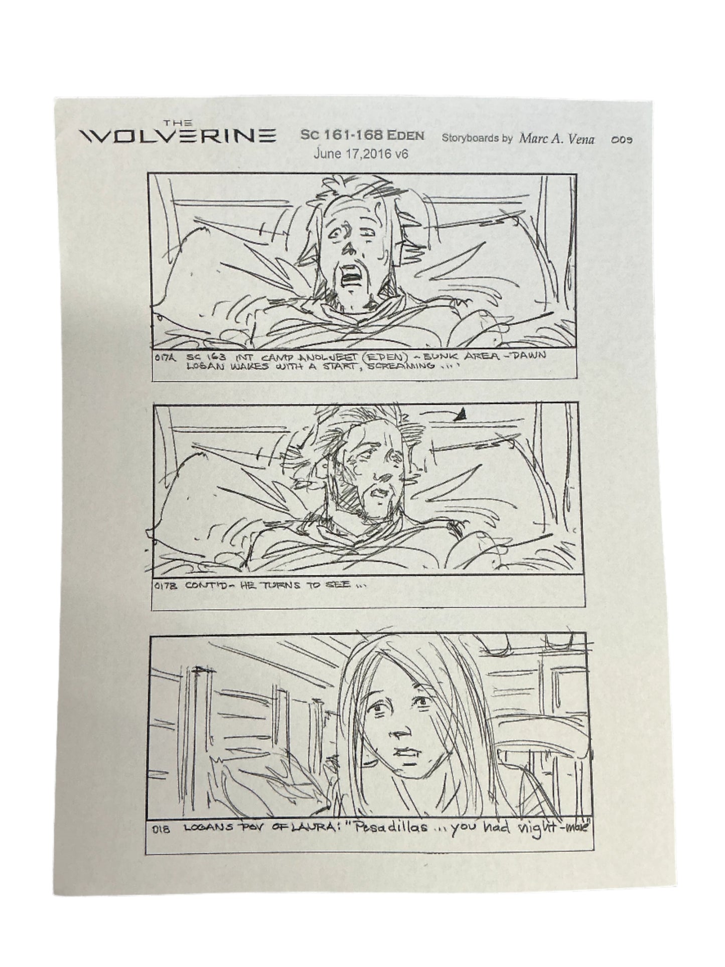 Storyboards Eden Scene 161-168 Logan (2017) Memorabilia Y'allywood Props Paper 24
