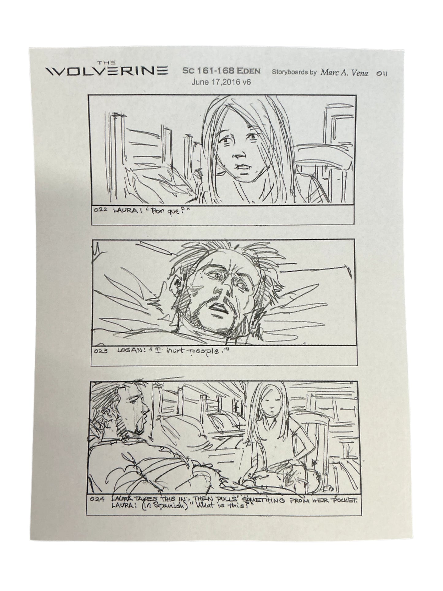 Storyboards Eden Scene 161-168 Logan (2017) Memorabilia Y'allywood Props Paper 22