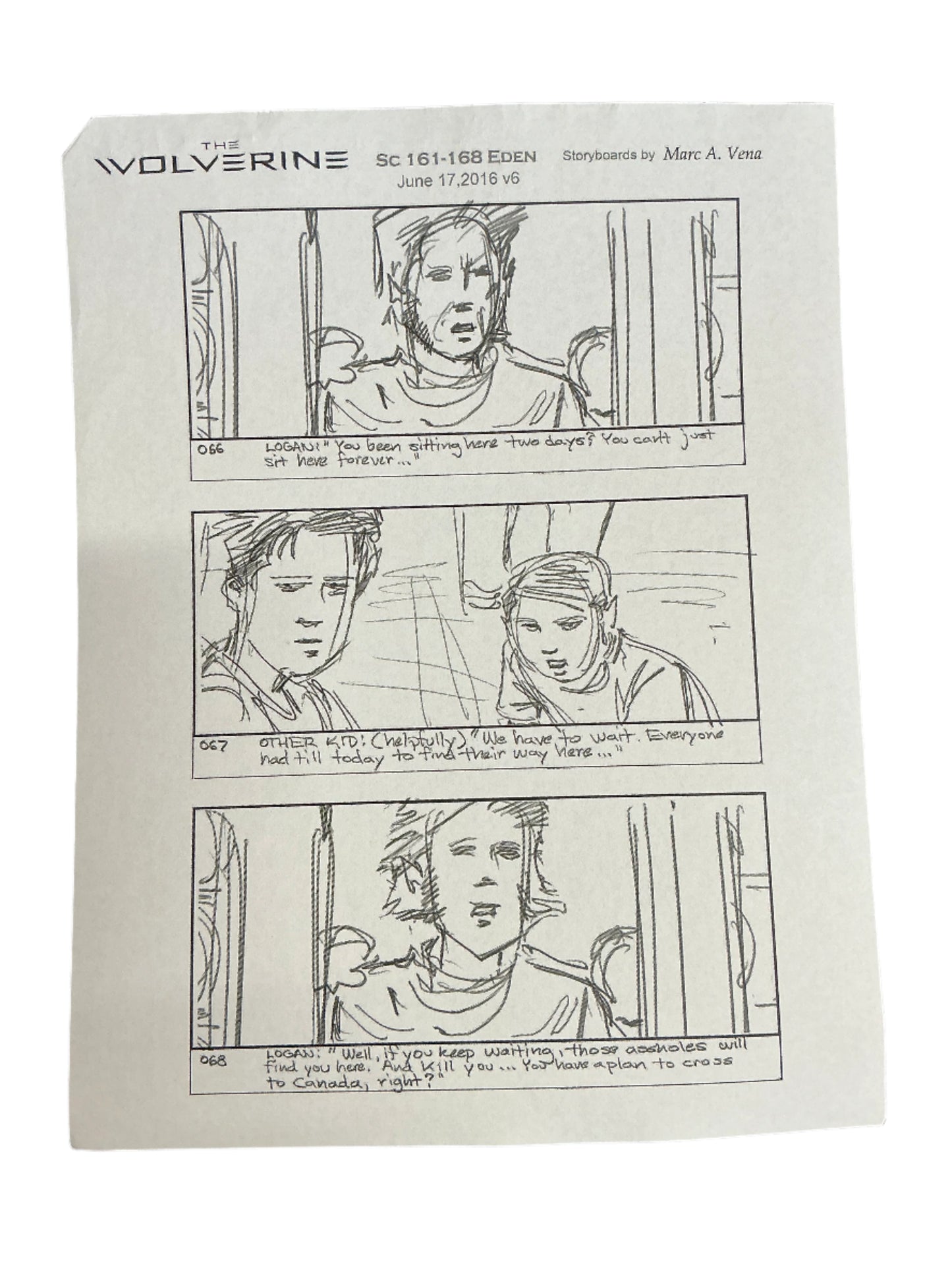 Storyboards Eden Scene 161-168 Logan (2017)