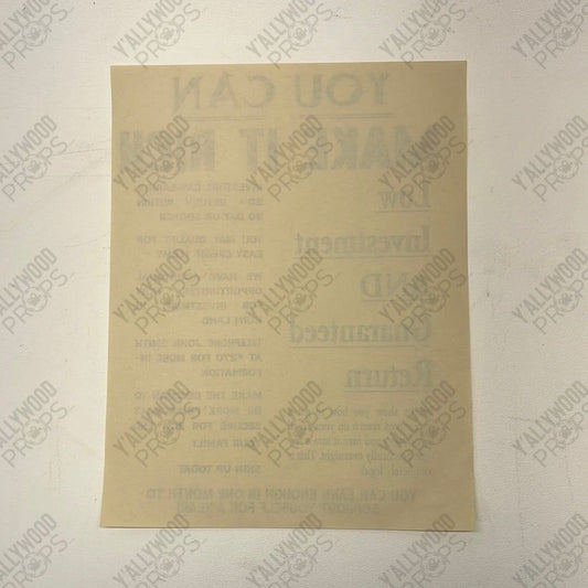 Make It Rich Flyer Killers of the Flower Moon Movie Prop Y'allywood Props